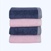 500 GSM Bamboo Hand Towels Set Of 4 - Pink & Blue | Ultra Soft & Highly Absorbent Towels - Rangoli